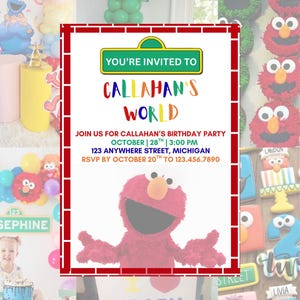 Elmo Invitation - 1st Birthday- Boy Invite - Girl Invite - First Birthday Party Sesame Street - Any Age Birthday - Custom Digital