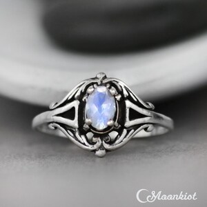 Oval Moonstone Engagement Ring, Edwardian Engagement Ring, Vintage Style Promise Ring | Moonkist Designs