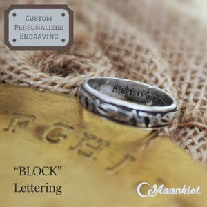 Custom Personalized Inside Ring Engraving - For Engagement Rings, Wedding Rings, Promise Rings, and Gifts - Add-On for Engraving Only