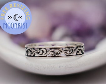 Vine Filigree Wedding Band for Women, Vintage Style Silver Wedding Ring, Unique Nature Inspired Open Band Ring for Her | Moonkist Designs