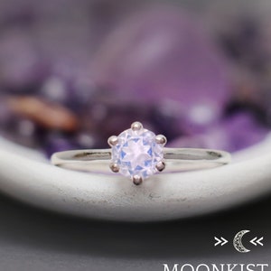 Vintage-Style Bridal Ring, Sterling Silver Lavender Quartz Gemstone Engagement Ring, Solitaire Wedding Ring Moonkist Designs Brightly Polished