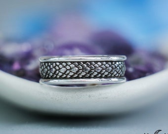 Dragon Wedding Band, Sterling Silver Dragon Ring, Mens Wedding Band, Dragon Scales Thumb Ring, Snake Skin Ring | Moonkist Designs