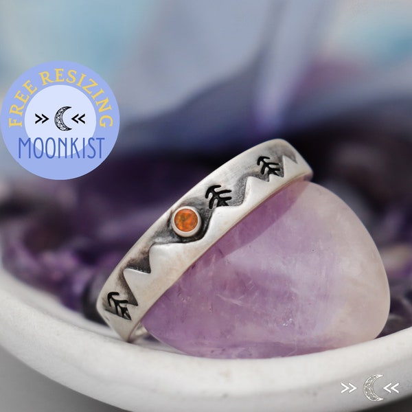 Bague de fiançailles montagne, bague de fiançailles unisexe assortie, alliance pour lui et elle paysage de chaîne de montagnes | Designs Moonkist