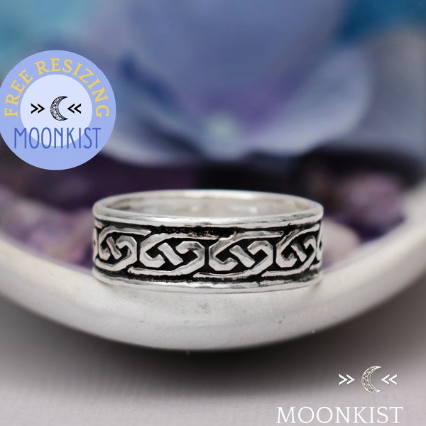 Celtic Love Knot Mans Wedding Band, Sterling Silver Celtic Wedding Band, Celtic Wedding Ring, Irish Wedding Band | Moonkist Designs