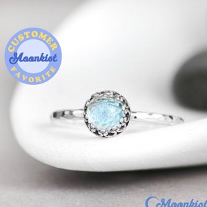 Sterling Silver Blue Topaz Ring, Dainty Promise Ring, December Birthstone, Silver Blue Topaz Stacking Ring
