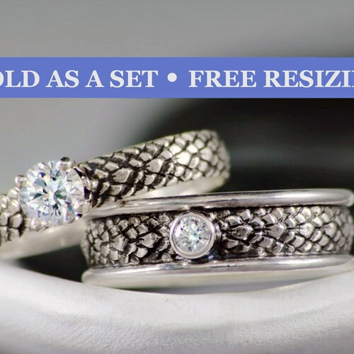 Matching Dragon Scales Rings Dragon Engagement Rings for Etsy