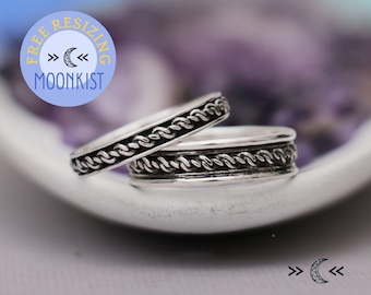 Eternal Knot Wedding Band Ring Set, Sterling Silver, Unique His and Hers Handmade Wedding Set, Infinity Couples Ring Set | Moonkist Designs