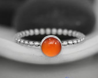 Amber Stacking Ring, Silver Amber Ring, Baltic Amber Promise Ring For Her, Simple Amber Ring | Moonkist Designs