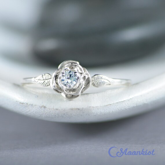 White gold rose ring discount