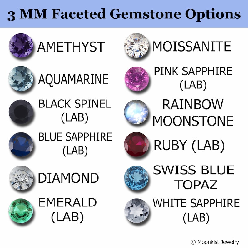 3mm faceted gemstone options