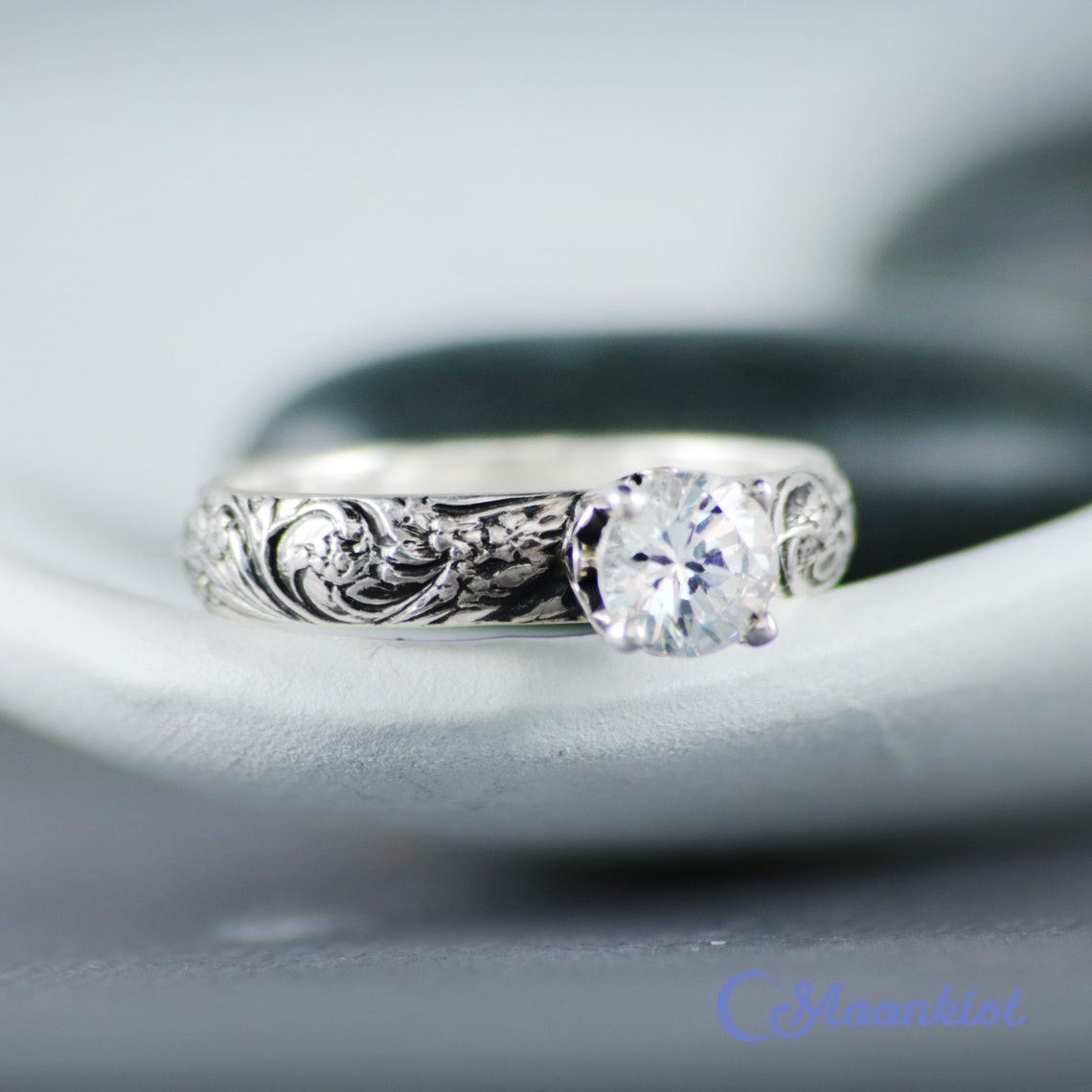 Wildflower Wedding Ring Sterling Silver Floral Engagement Etsy