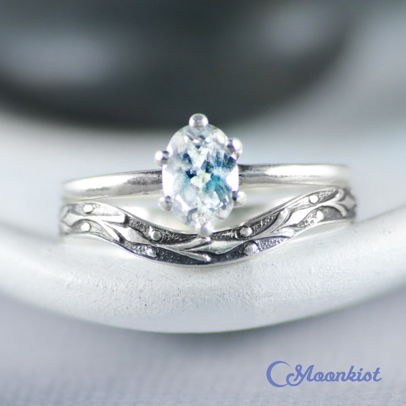 Oval Engagement Ring With Curved Wedding Band Photos