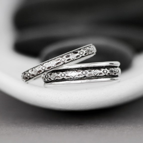 Art Deco Wedding Ring Set Sterling Silver Matching Rings For Etsy