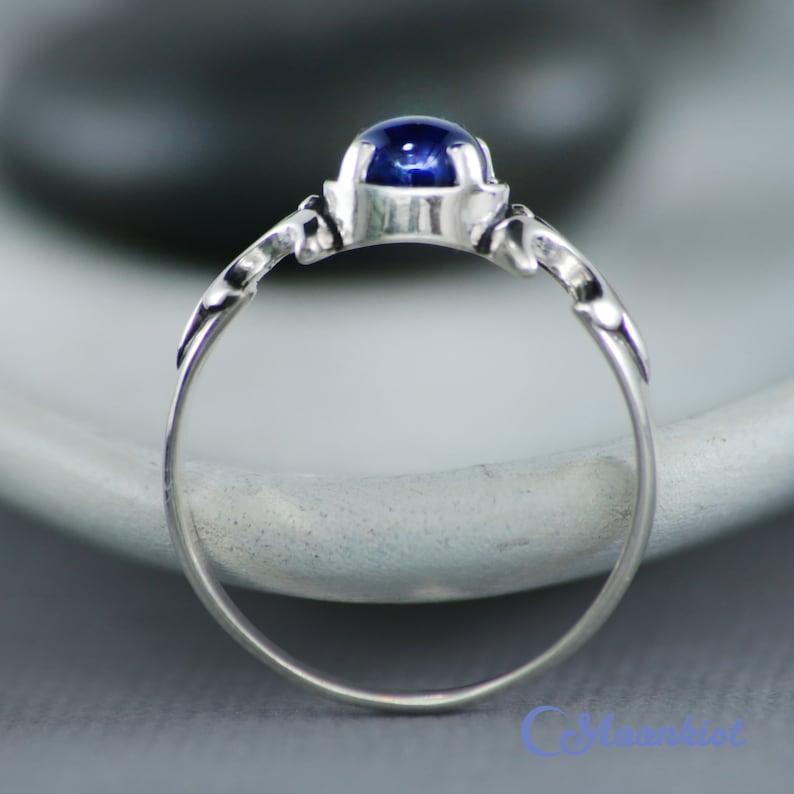 Mens Sapphire Ring Sterling Silver Fleur De Lis Ring Mens Promise Ring