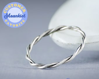 Twisted Vine Wedding Band, Solid 14K Palladium White Gold Wedding Band for Women, Loose Twist White Gold Ring | Moonkist Designs