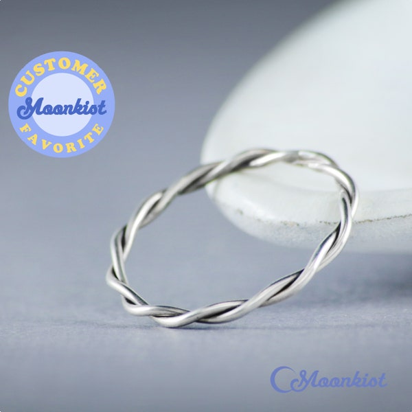 Twisted Vine Wedding Band, Solid 14K Palladium White Gold Wedding Band for Women, Loose Twist White Gold Ring | Moonkist Designs