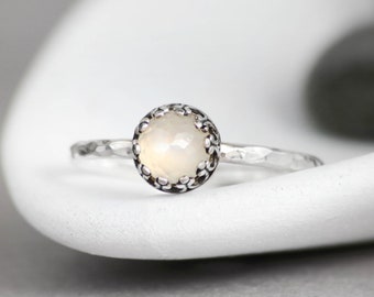 Vintage Moonstone Promise Ring, Sterling Silver Moonstone Rings For Women, June Birthstone Ring, Moonstone Stacking Ring | Moonkist Designs