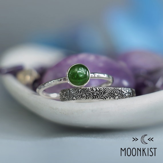 Green Jade Stacking Wedding Ring Set Sterling Silver Jade Ring Set Fern Engagement Ring Set Moonkist Designs Etsy Canada