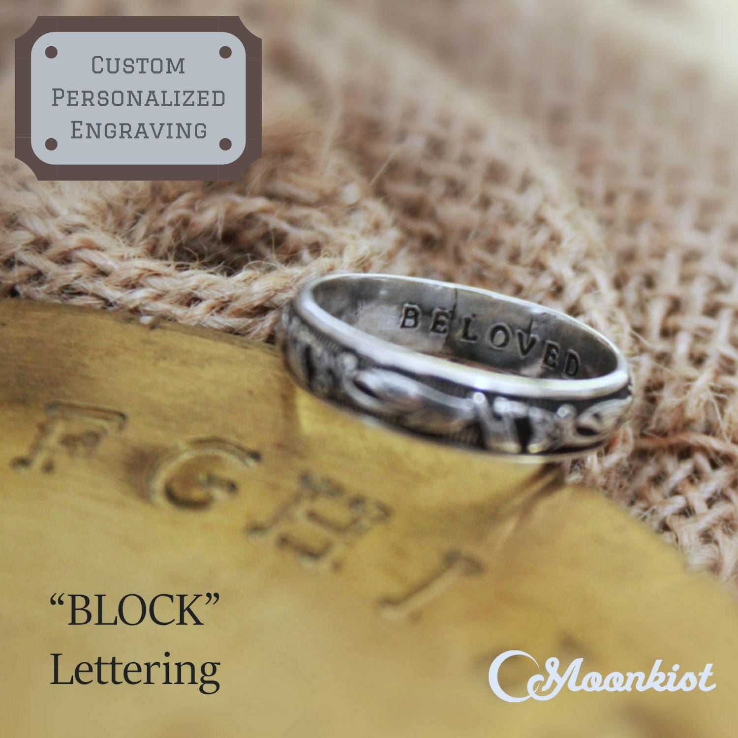 Mens Block Name Ring – Ari&Lia