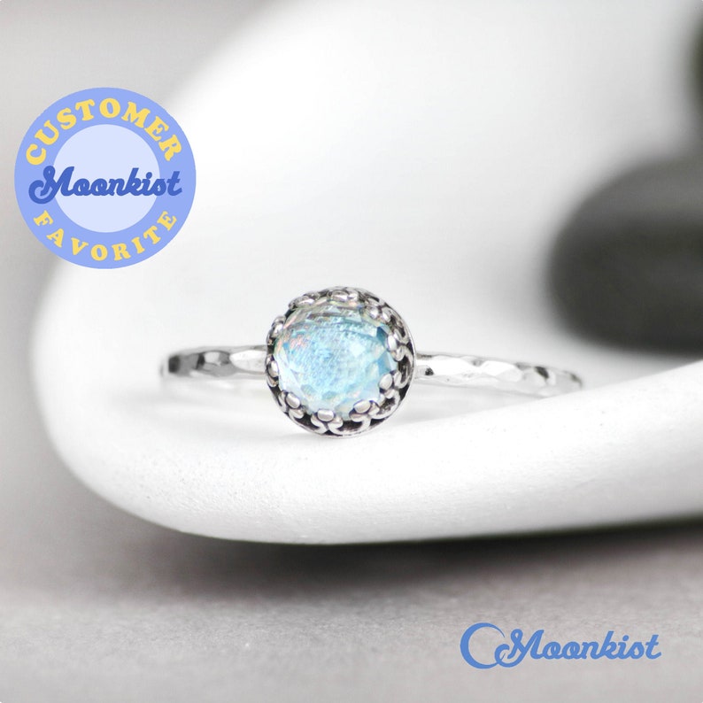 Sterling Silver Blue Topaz Ring, Dainty Promise Ring, December Birthstone, Silver Blue Topaz Stacking Ring