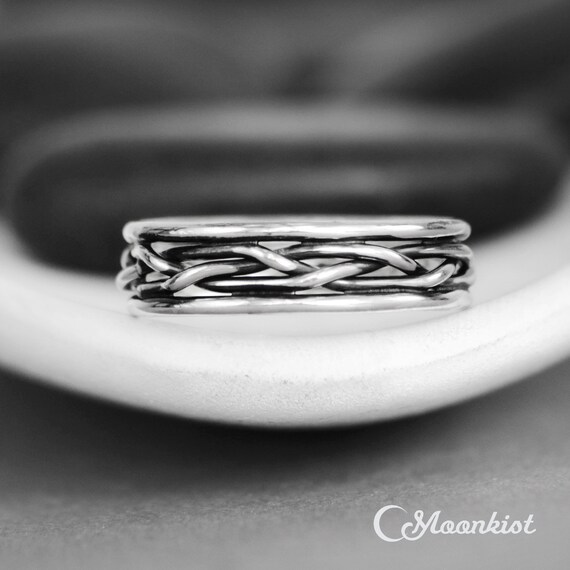 Viking Wedding Ring Sterling Silver Braided Wedding Band Etsy