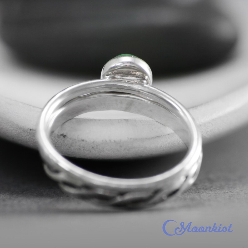 Green Onyx Wedding Ring Set Celtic Endless Knot Wedding Etsy