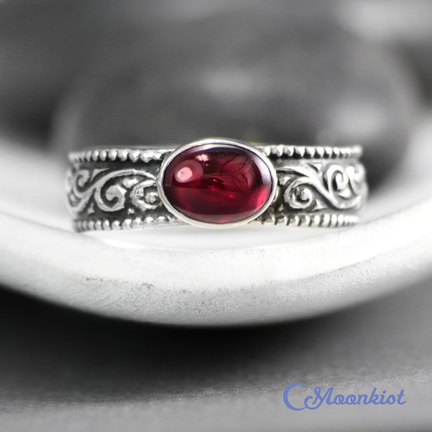 Garnet Promise Ring Mens Pinky Ring 