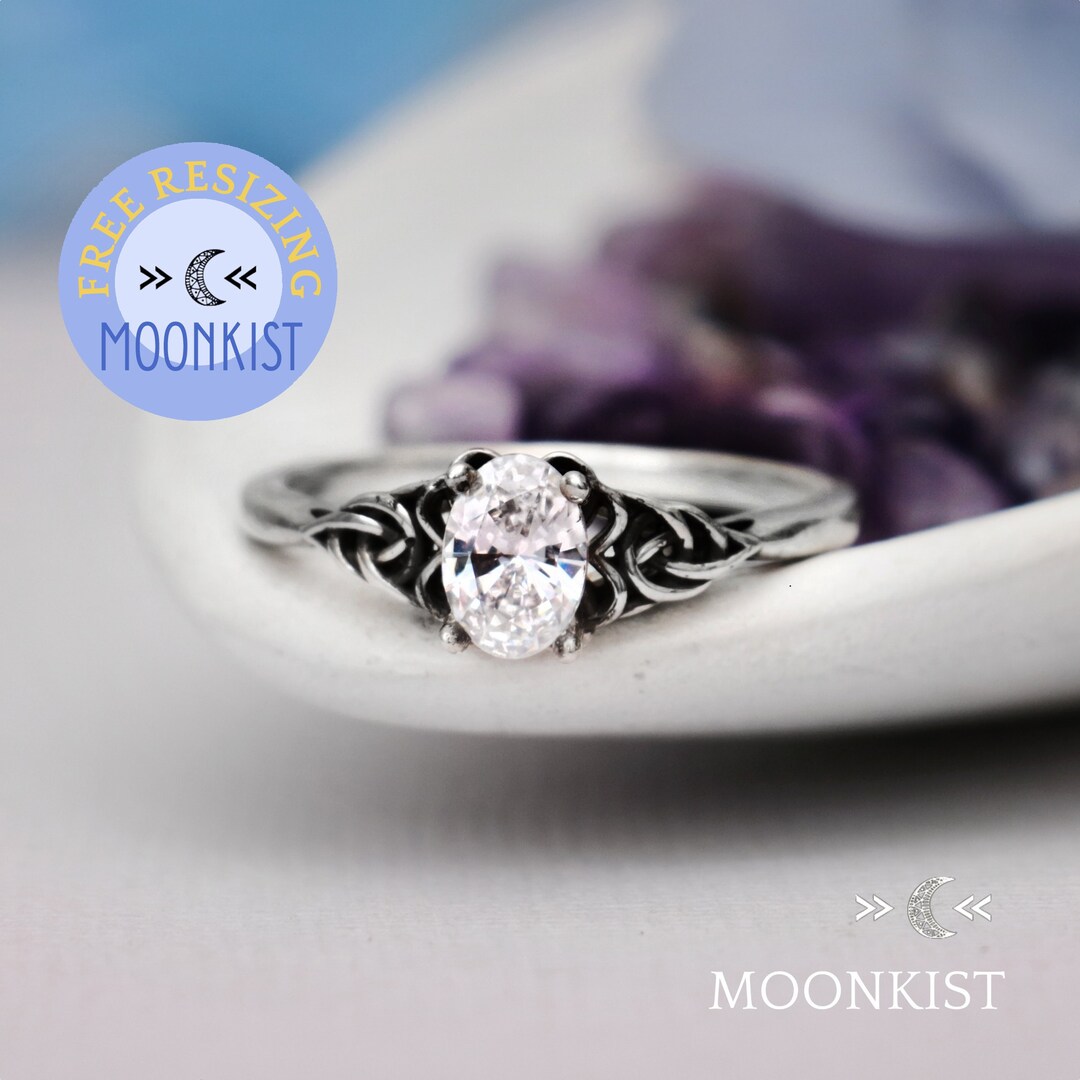 Women's Celtic Engagement Ring, Sterling Silver Celtic Knot Ring