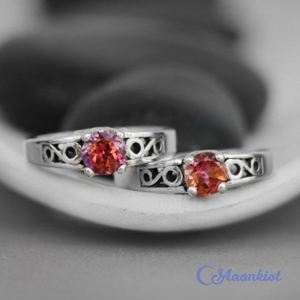 Art Deco Anastasia Topaz Ring, Sterling Silver Orange Topaz Ring, Antique Style Engagement Ring, Sunset Topaz Ring | Moonkist Designs