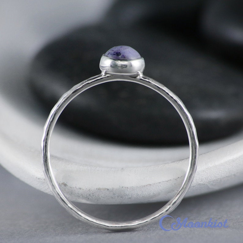 Delicate Oval Pastel Purple Howlite Promise Ring Sterling Silver Purple Howlite Ring Lavender Stone Stacking Ring Moonkist Designs