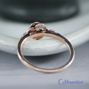 Rose Gold Engagement Ring Flower, 14K Rose Gold Diamond Engagement Ring, Rose Flower Engagement Ring