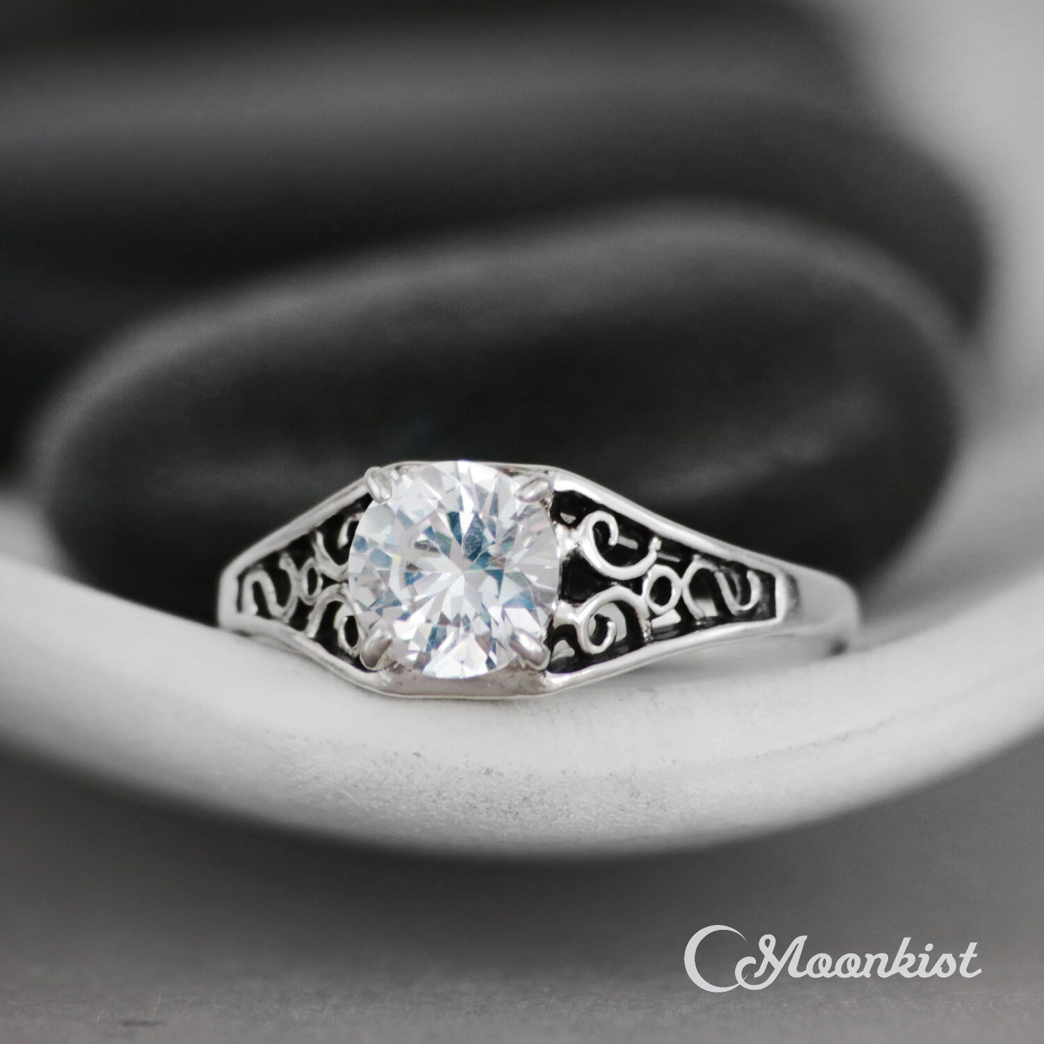 Vintage Style Filigree Engagement Ring 
