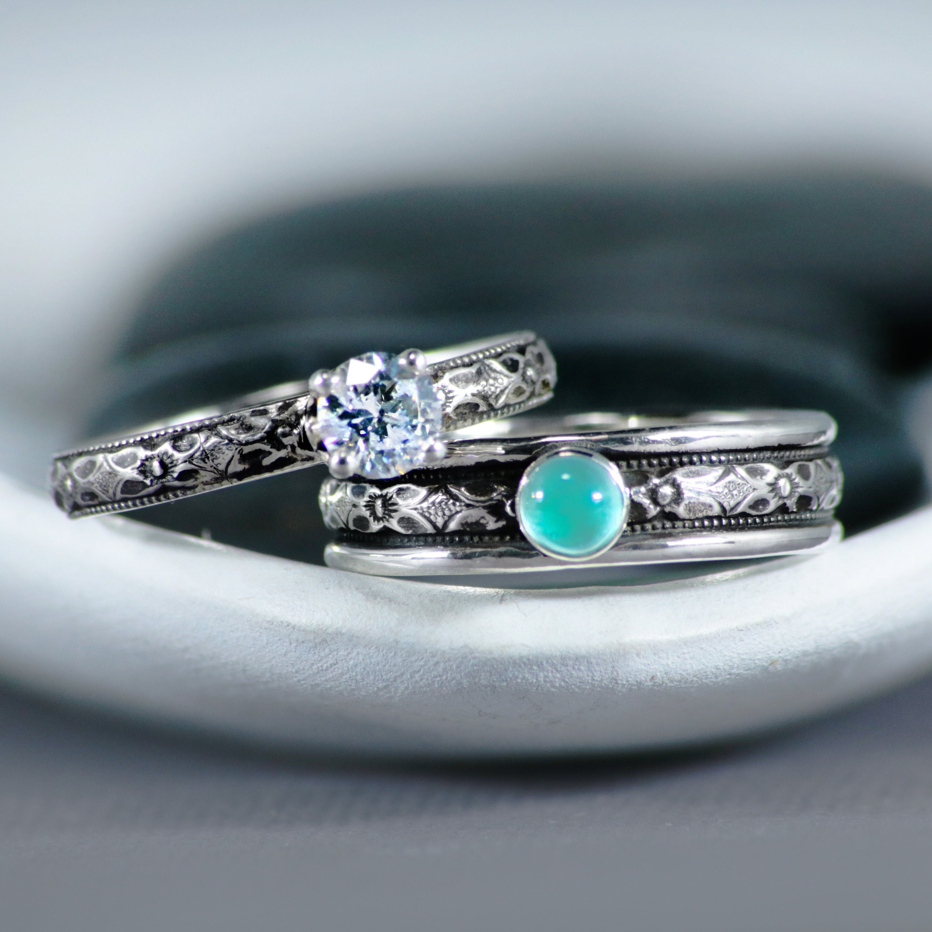 Vintage Style Promise Rings for Couple Matching Couple Rings Etsy