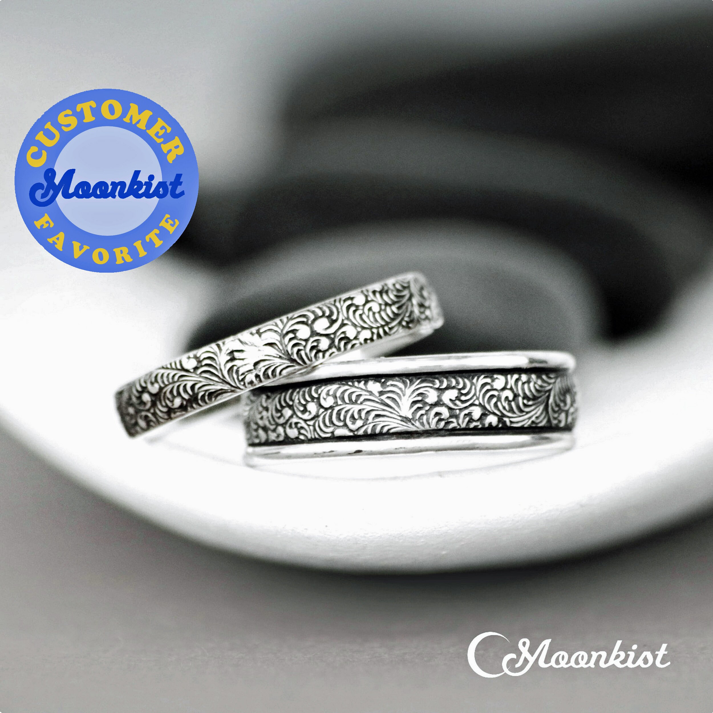 Nature Wedding Ring Set His and Hers 