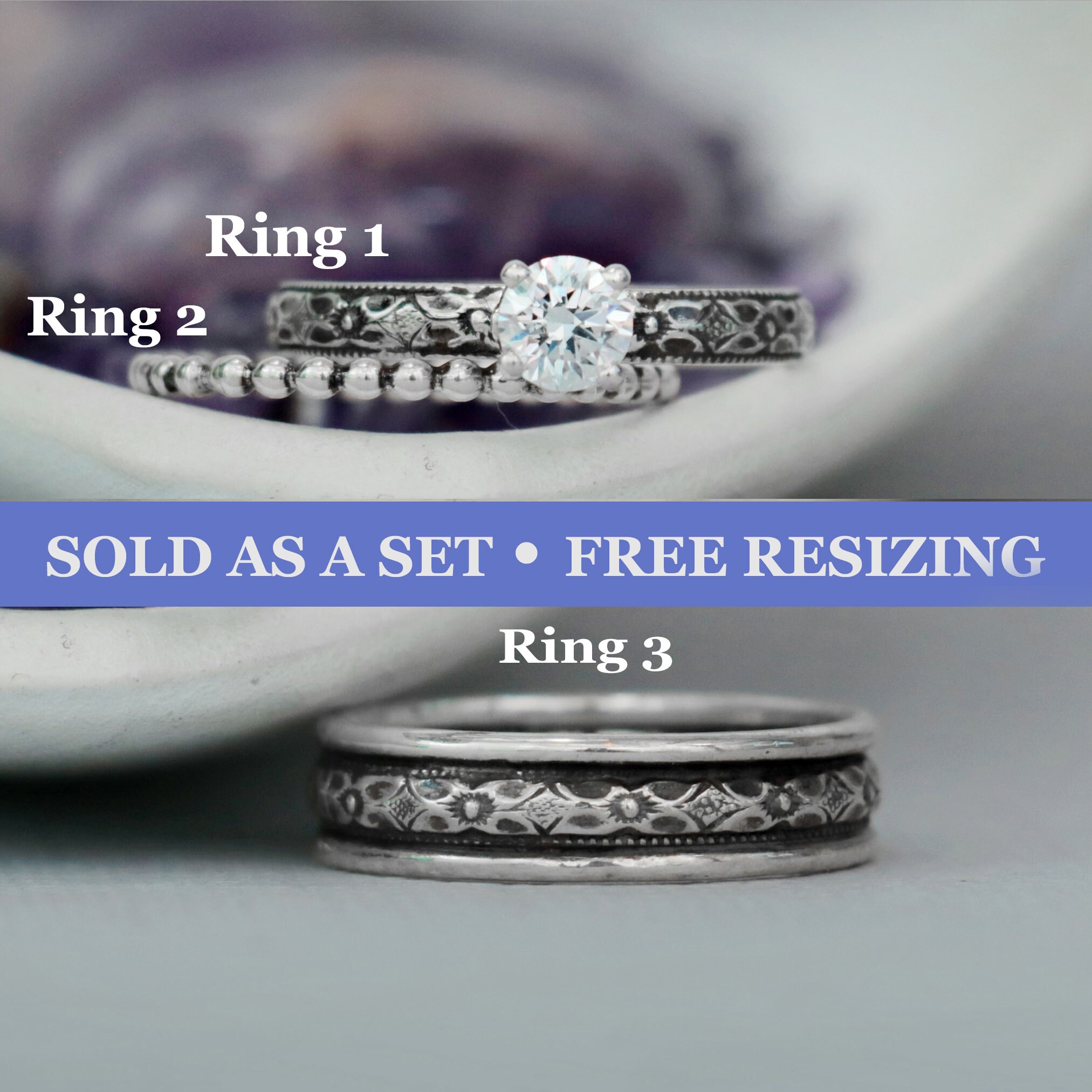 Vintage Style Matching Wedding Rings for Bride and Groom Etsy
