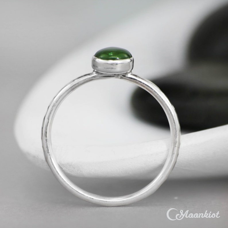 Green Jade Ring for Her, Sterling Silver Jade Ring, Bezel Set Jade Promise Ring, Simple Jade Stacking Ring