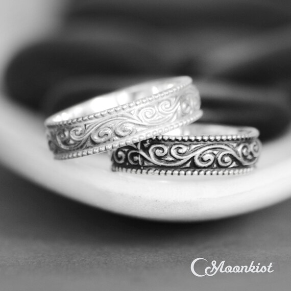 Silver Scroll Wedding Ring for Women Womens Vintage Style - Etsy UK