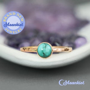 Dainty Gold Turquoise Ring, Genuine Turquoise Promise Ring, 14K Gold Filled Turquoise Stacking Ring | Moonkist Designs