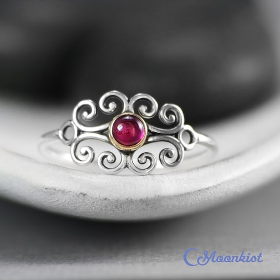 East West Side Set Garnet Earrings Scroll Heart Design Sterling Silver East West Side Set Garnet Earrings Scroll Heart Design Sterling Silver