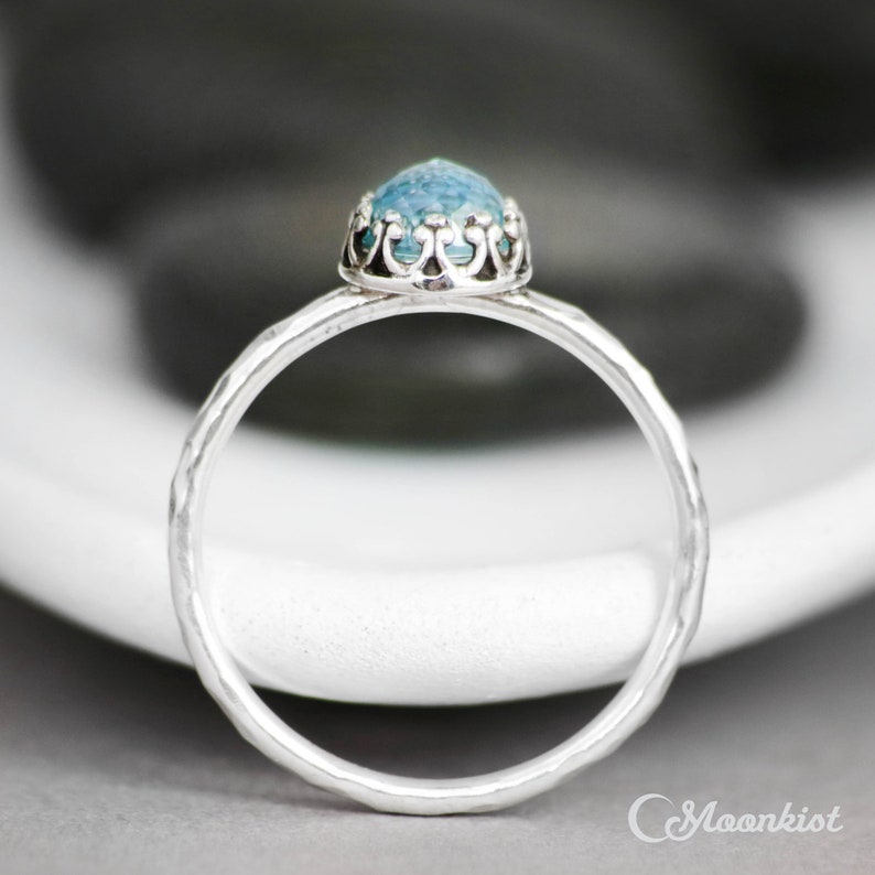 Sterling Silver Blue Topaz Ring, Dainty Promise Ring, December Birthstone, Silver Blue Topaz Stacking Ring