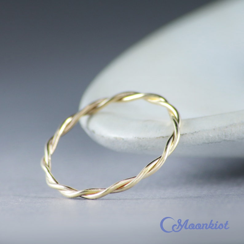 Twisted Gold Wedding Band 14K Gold Twisted Stacking Ring Etsy
