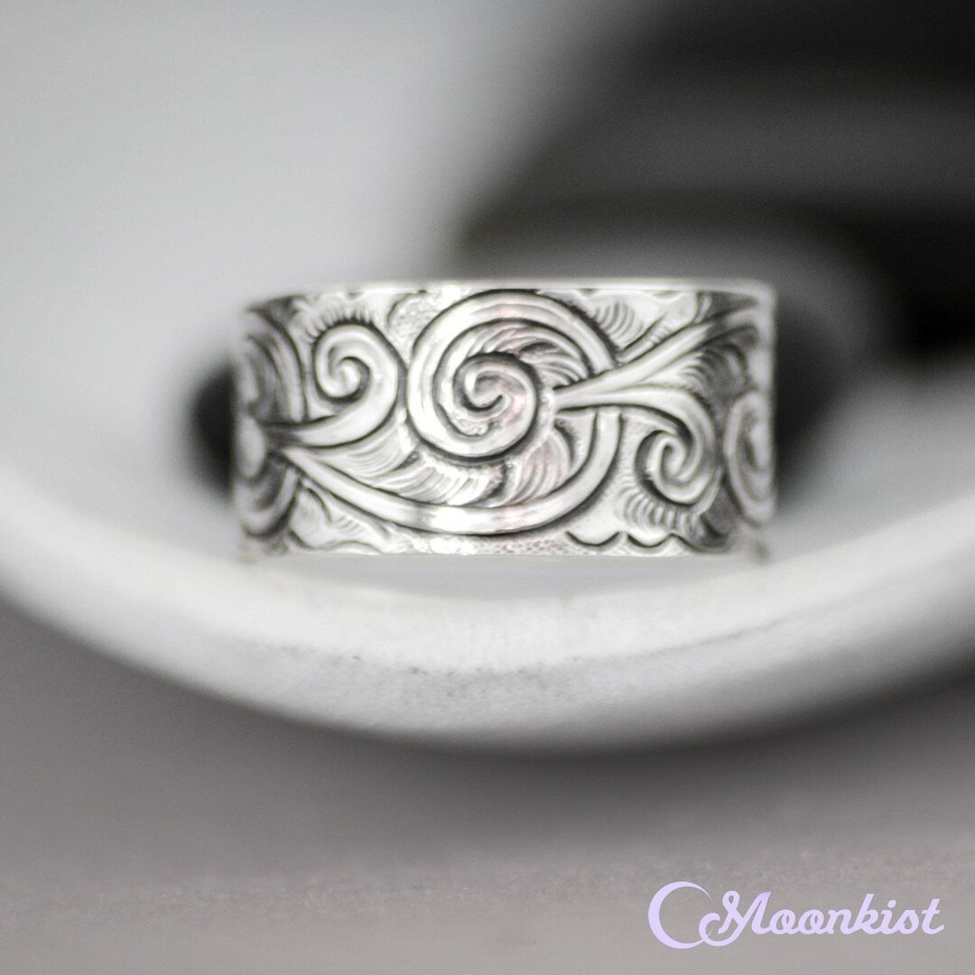 India　Buy　Wedding　in　Antique　Sterling　Style　Online　Wide　Art　Nouveau　Silver　Band　Etsy