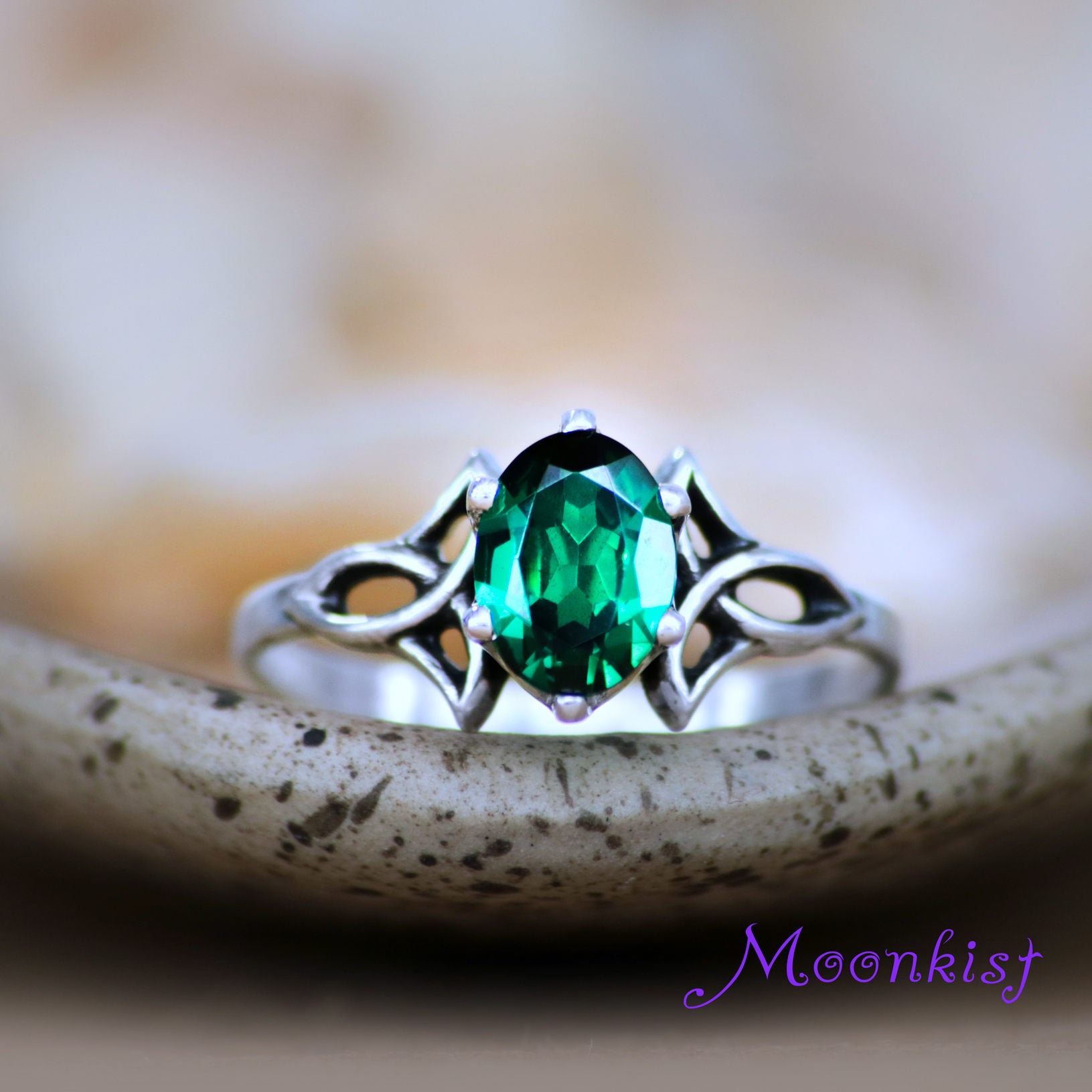 Trinity Knot Oval Engagement Ring Sterling Silver Celtic