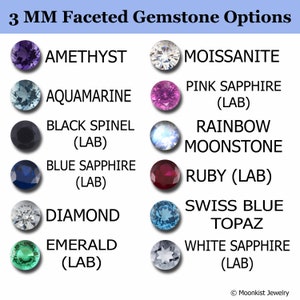 Moonkist 3 mm Faceted Gemstone Options