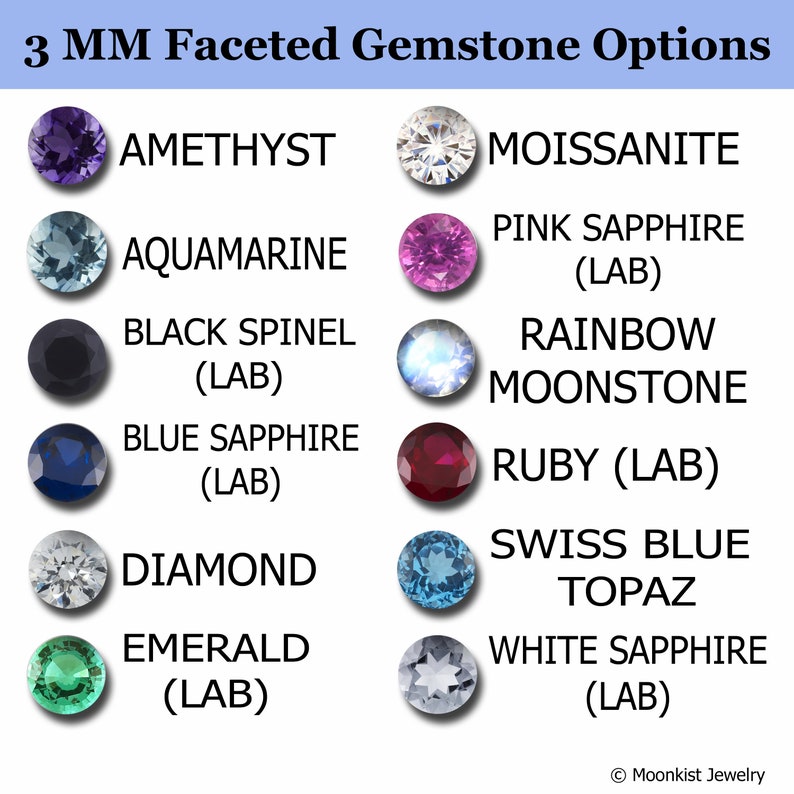 Moonkist 3 mm Faceted Gemstone Options