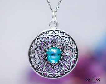 Filigree Topaz Pendant Necklace 925 Sterling Silver, Blue Topaz Necklace for Men or Women, Mothers Day Necklace | Moonkist Designs