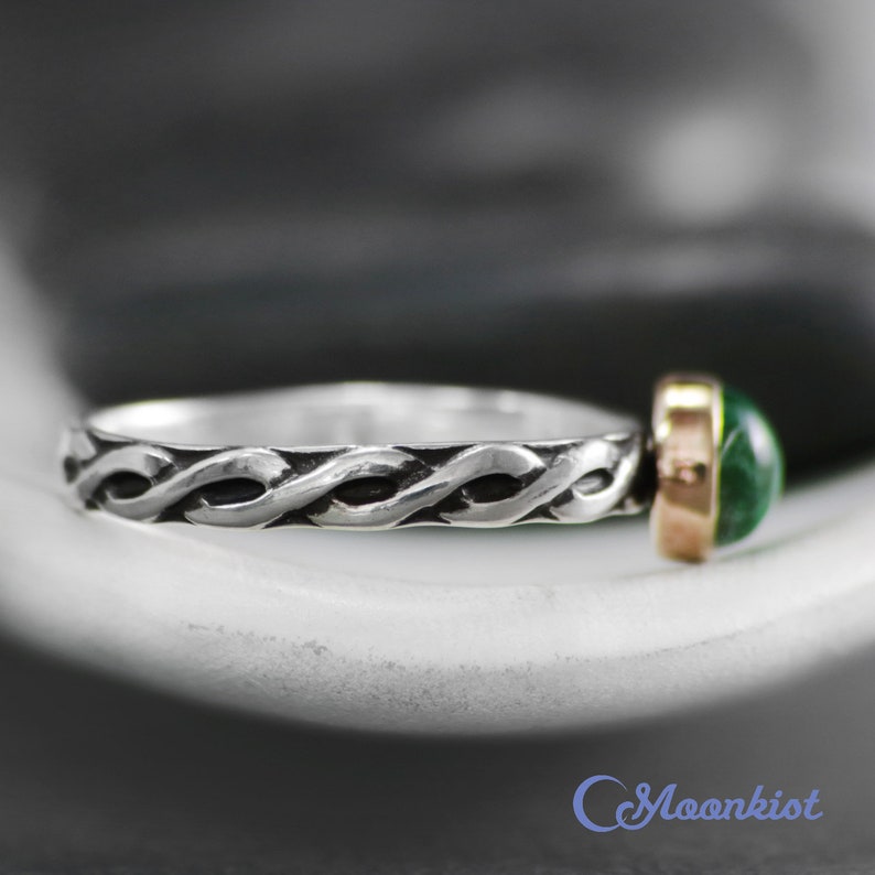 Celtic Promise Ring 14K Gold and Sterling Silver Gemstone Etsy