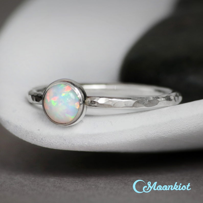 Opal Promise Ring Sterling Silver Opal Ring Simple Opal Etsy