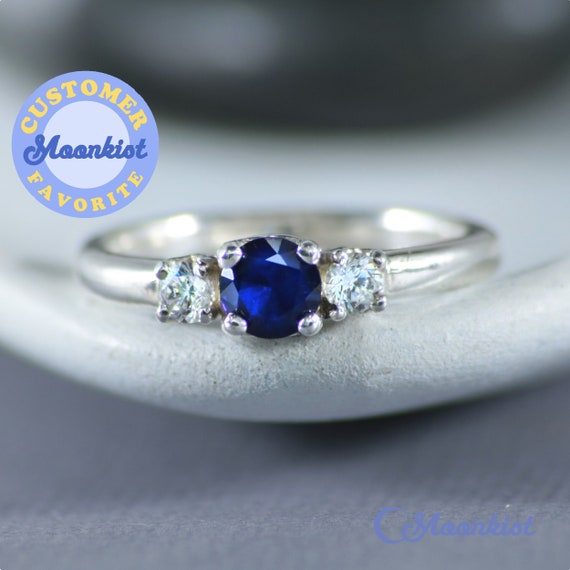Tiffany & Co. Three Stone Diamond Sapphire Ring | Pampillonia Jewelers |  Estate and Designer Jewelry