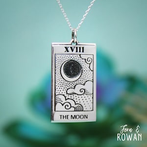 Moon tarot necklace, major arcana tarot card jewelry, witchy tarot charm, spiritual jewelry, fortune telling jewelry | Moonkist Designs